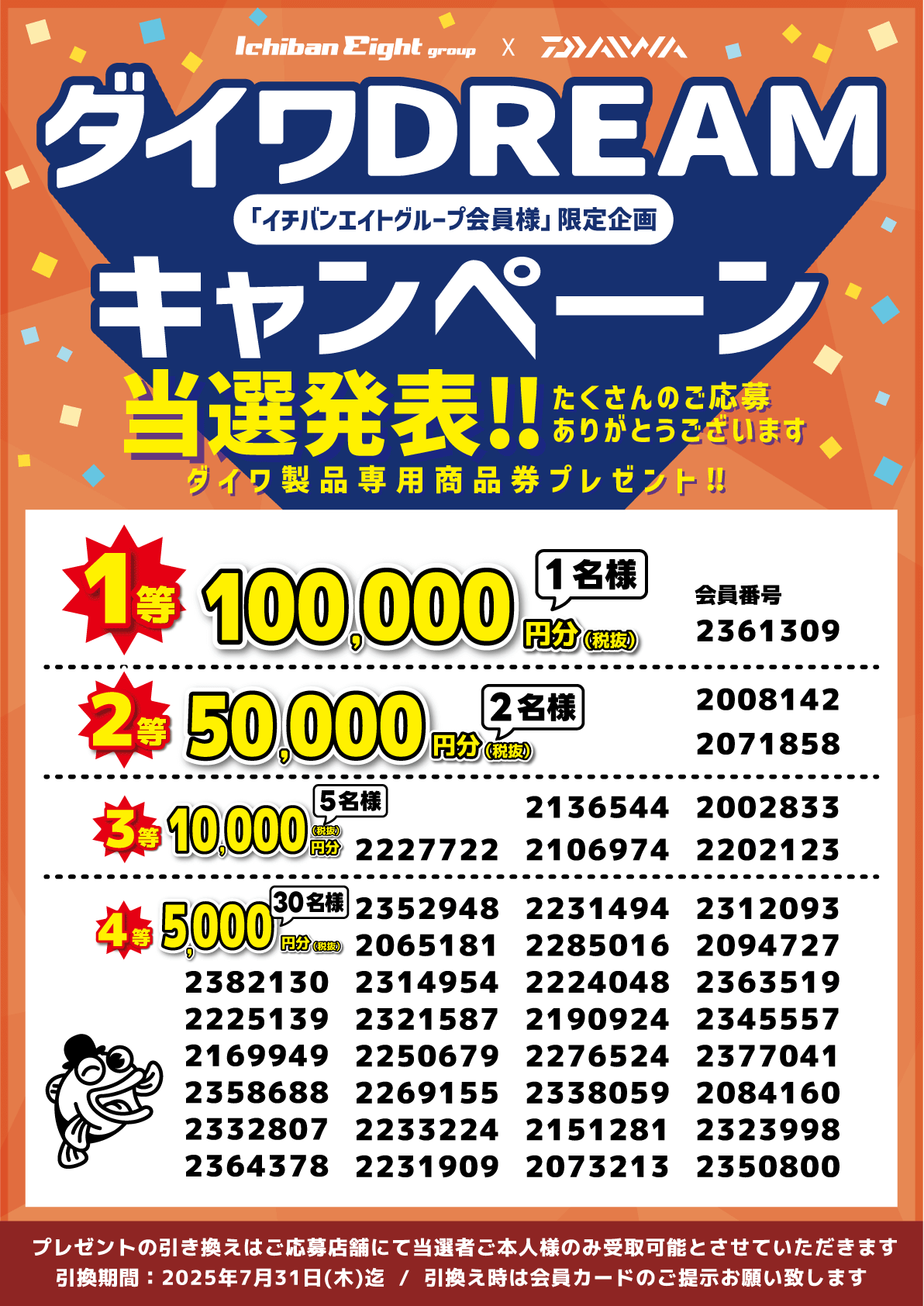 2025 ダイワドリームキャンペーン当選発表